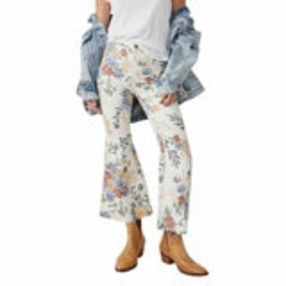 Free People, Sz 29, Youthquake Printed Crop Flare Jeans, NwT - Picture 5 of 5